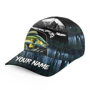 Walleye fishing blue camo Custom fishing hat Unisex Fishing Baseball Angler Walleye fishing hat cap NQS6159