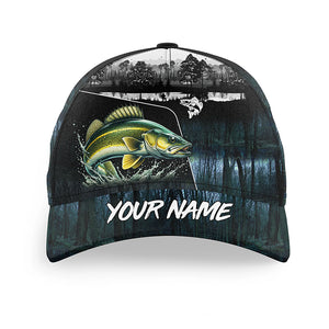 Walleye fishing blue camo Custom fishing hat Unisex Fishing Baseball Angler Walleye fishing hat cap NQS6159