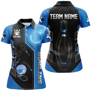 Blue And Black Bowling Shirts For Women custom bowling ball pins Team Bowling Jerseys Bowler Outfits NQS8299