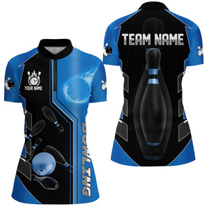 Blue And Black Bowling Shirts For Women custom bowling ball pins Team Bowling Jerseys Bowler Outfits NQS8299