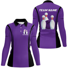 Load image into Gallery viewer, Retro Bowling Polo, Quarter Zip shirts for Women custom Team Bowling Jersey, Gift For Bowlers | Purple NQS8744