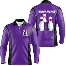 Load image into Gallery viewer, Retro Bowling Polo, Quarter Zip shirts for Men custom Team Bowling Jersey, Gift For Bowlers | Purple NQS8744