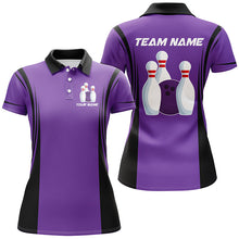 Load image into Gallery viewer, Retro Bowling Polo, Quarter Zip shirts for Women custom Team Bowling Jersey, Gift For Bowlers | Purple NQS8744