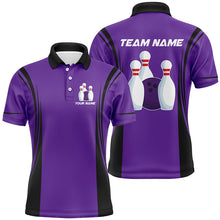 Load image into Gallery viewer, Retro Bowling Polo, Quarter Zip shirts for Men custom Team Bowling Jersey, Gift For Bowlers | Purple NQS8744