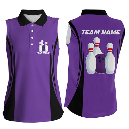 Retro Bowling Sleeveless Polo shirts custom Team Bowling Jersey, Gift For Bowlers | Purple NQS8744