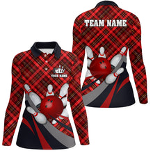 Load image into Gallery viewer, Red Plaid Christmas pattern Bowling shirts For Women Custom Team Bowling Jerseys Xmas Gift For Bowlers NQS8983