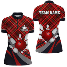 Load image into Gallery viewer, Red Plaid Christmas pattern Bowling shirts For Women Custom Team Bowling Jerseys Xmas Gift For Bowlers NQS8983