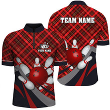 Load image into Gallery viewer, Red Plaid Christmas pattern Bowling shirts For Men Custom Team Bowling Jerseys Xmas Gift For Bowlers NQS8983