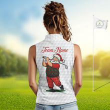 Load image into Gallery viewer, Funny Christmas Santa Sleeveless Golf polo shirt custom red, green &amp; white argyle pattern golf shirt NQS11089