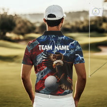 Load image into Gallery viewer, American Flag Eagle Lightning Thunder Golf Polo Shirts For Men Custom Patriotic Golf Team Jerseys NQS11503