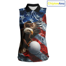 Load image into Gallery viewer, American Flag Eagle Lightning Thunder Sleeveless Golf Polo Shirts Custom Patriotic Golf Team Jerseys NQS11503