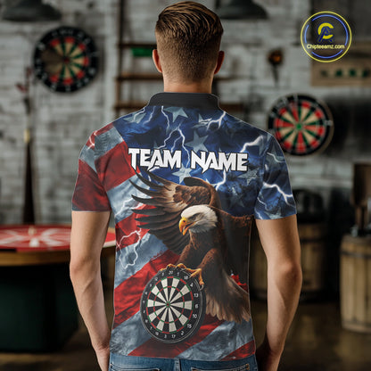 American Flag Eagle Lightning Thunder Dart Shirts For Men Custom Patriotic Dart Team Jerseys NQS11504