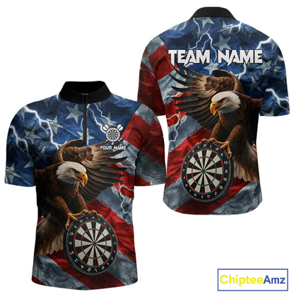 American Flag Eagle Lightning Thunder Dart Shirts For Men Custom Patriotic Dart Team Jerseys NQS11504