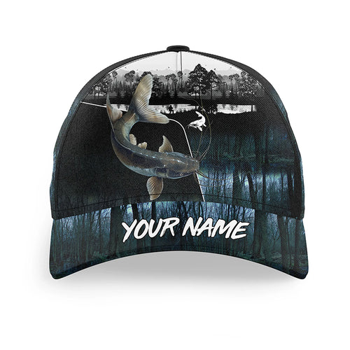 Flathead Catfish fishing blue camo Custom fishing hat Unisex Fishing Baseball Angler catfish hat cap NQS4973