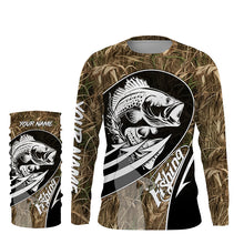 Load image into Gallery viewer, Largemouth Bass fishing tattoo camo Custom UV protection fishing long sleeve shirt NQS3237