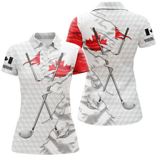 Load image into Gallery viewer, Women golf polo shirt custom white golf ball skin Canadian flag patriot golf clubs ladies golf apparel NQS7493