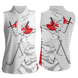 Womens sleeveless golf polos shirts white golf ball skin Canadian flag patriot golf clubs golf apparel NQS7493