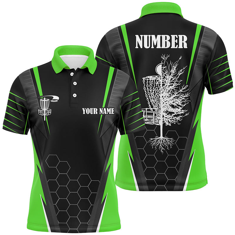 Mens disc golf polo shirt custom frisbee golf shirt, disc basket golf gifts for mens | Green NQS7497