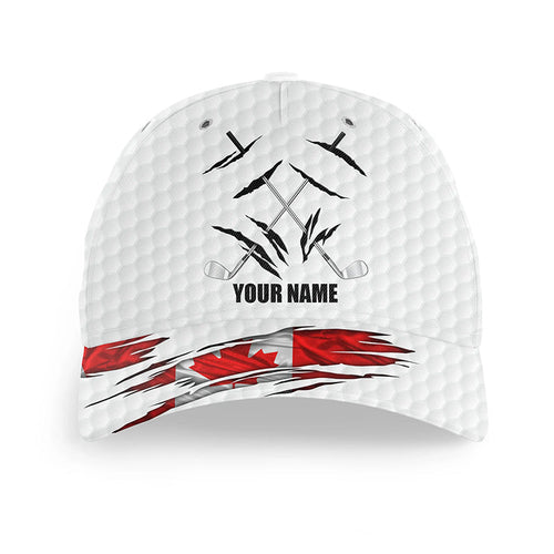 Canadian flag white golf ball skin Golfer hat custom name golf clubs sun hats for men, mens golf hats NQS7498
