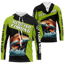 Load image into Gallery viewer, Black Green Redfish fishing Custom Long Sleeve Tournament Fishing Shirts, Red Drum Fishing Jerseys NQS7657