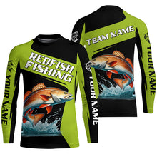 Load image into Gallery viewer, Black Green Redfish fishing Custom Long Sleeve Tournament Fishing Shirts, Red Drum Fishing Jerseys NQS7657