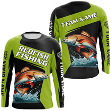 Load image into Gallery viewer, Black Green Redfish fishing Custom Long Sleeve Tournament Fishing Shirts, Red Drum Fishing Jerseys NQS7657