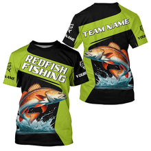 Load image into Gallery viewer, Black Green Redfish fishing Custom Long Sleeve Tournament Fishing Shirts, Red Drum Fishing Jerseys NQS7657