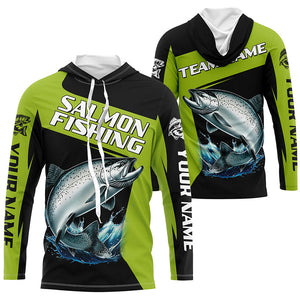 Black Green Chinook Salmon fishing Custom Long Sleeve Tournament Fishing Shirt, Salmon Fishing Jerseys NQS7658