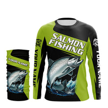 Load image into Gallery viewer, Black Green Chinook Salmon fishing Custom Long Sleeve Tournament Fishing Shirt, Salmon Fishing Jerseys NQS7658