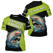 Load image into Gallery viewer, Black Green Rainbow Trout fishing Custom Long Sleeve Tournament Fishing Shirt, Trout Fishing Jerseys NQS7659