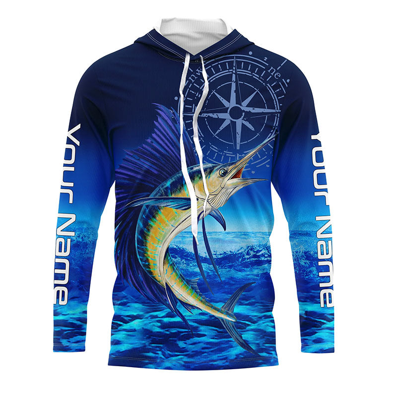Personalized Sailfish Saltwater Blue Long Sleeve Performance Fishing S –  ChipteeAmz