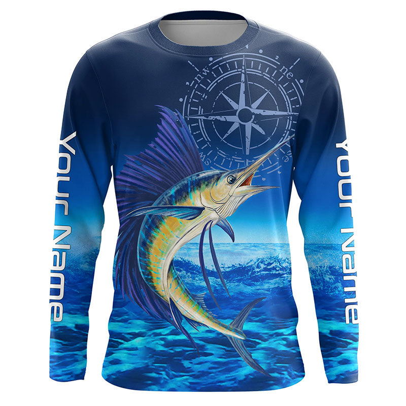 Personalized Sailfish Saltwater Blue Long Sleeve Performance Fishing S –  ChipteeAmz