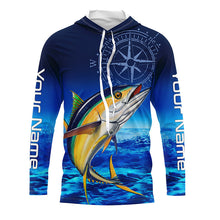 Load image into Gallery viewer, Personalized Tuna Saltwater Blue Long Sleeve Performance Fishing Shirts, Tuna compass tournament Shirt NQS5786