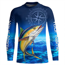 Load image into Gallery viewer, Personalized Tuna Saltwater Blue Long Sleeve Performance Fishing Shirts, Tuna compass tournament Shirt NQS5786