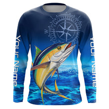 Load image into Gallery viewer, Personalized Tuna Saltwater Blue Long Sleeve Performance Fishing Shirts, Tuna compass tournament Shirt NQS5786