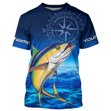 Load image into Gallery viewer, Personalized Tuna Saltwater Blue Long Sleeve Performance Fishing Shirts, Tuna compass tournament Shirt NQS5786