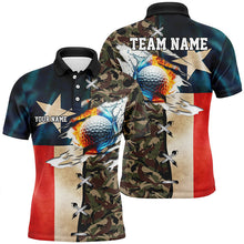 Load image into Gallery viewer, Texas flag camo Mens golf polo shirts custom fire water golf ball team golf shirts, golfing gifts NQS8076