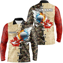 Load image into Gallery viewer, Canadian flag camo Mens golf polo shirts custom fire water golf ball team golf shirts, golfing gifts NQS8077