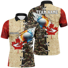 Load image into Gallery viewer, Canadian flag camo Mens golf polo shirts custom fire water golf ball team golf shirts, golfing gifts NQS8077