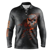 Load image into Gallery viewer, Mens golf polo shirts fire golf skull custom name golf outfits men, personalized golf gifts for mens NQS6173