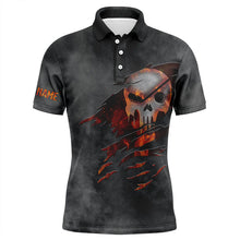 Load image into Gallery viewer, Mens golf polo shirts fire golf skull custom name golf outfits men, personalized golf gifts for mens NQS6173