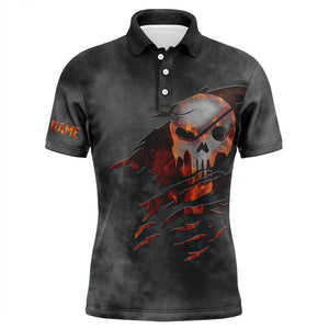 Mens golf polo shirts fire golf skull custom name golf outfits men, personalized golf gifts for mens NQS6173