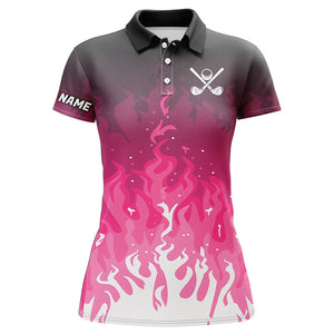 Women golf polo shirts custom pink flame ladies golf outfit, personalized golf shirts for women NQS8309