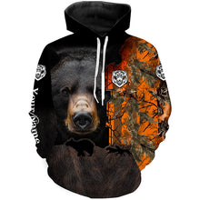 Load image into Gallery viewer, Black bear hunting dog orange camo Custom Name 3D All Over Printed Shirts Personalized hunting apparel NQS4169