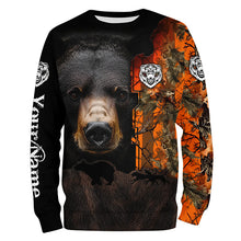 Load image into Gallery viewer, Black bear hunting dog orange camo Custom Name 3D All Over Printed Shirts Personalized hunting apparel NQS4169