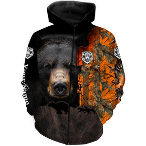 Black bear hunting dog orange camo Custom Name 3D All Over Printed Shirts Personalized hunting apparel NQS4169