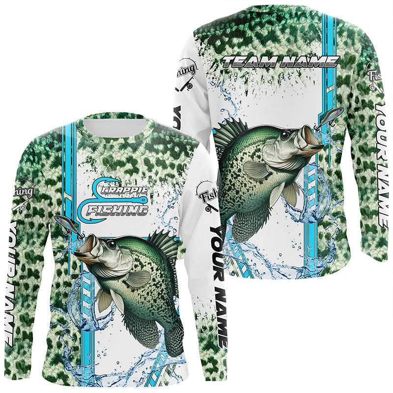 Crappie fishing green scales custom Crappie fishing team jerseys, Crappie fishing apparel NQS8745