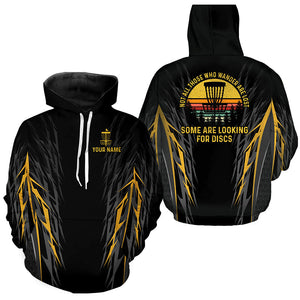 Retro Disc Golf Hoodies Custom Not all who wander are lost, some are looking for discs | Yellow NQS8750