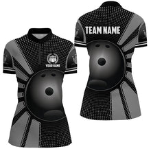 Load image into Gallery viewer, Black Bowling Ball Polo, Quarter Zip shirts for Women custom Team Bowling Jersey, Gift For Bowlers NQS8753