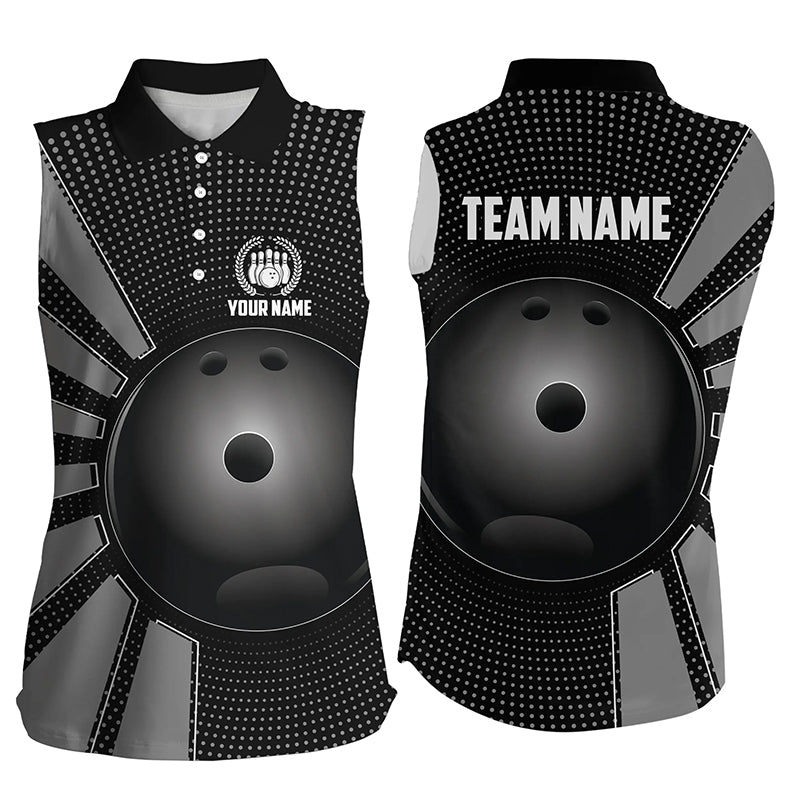 Black Bowling Ball Sleeveless Polo shirts custom Team Bowling Jersey, Gift For Bowlers NQS8753